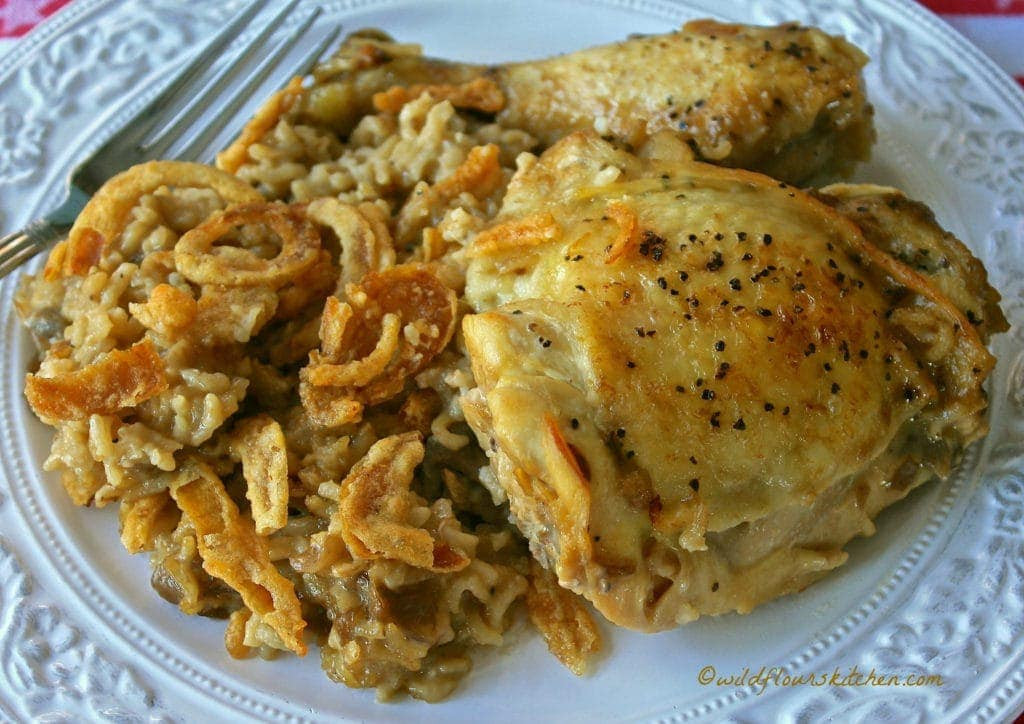 Cream Of Chicken Casserole
 Cream of Mushroom and French ion Chicken and Rice