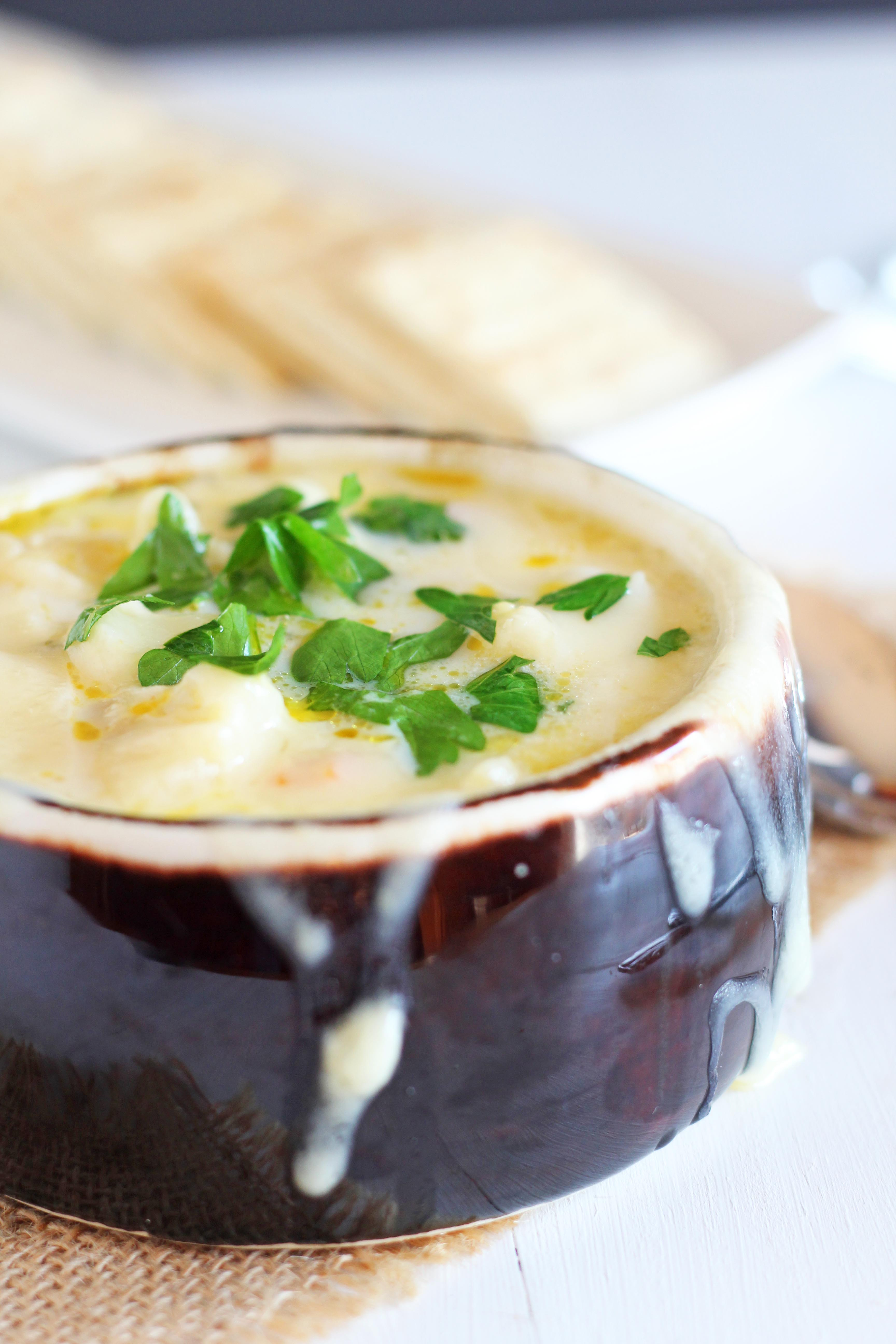 Creamy Cauliflower Soup
 Cheese Topped Creamy Cauliflower Soup