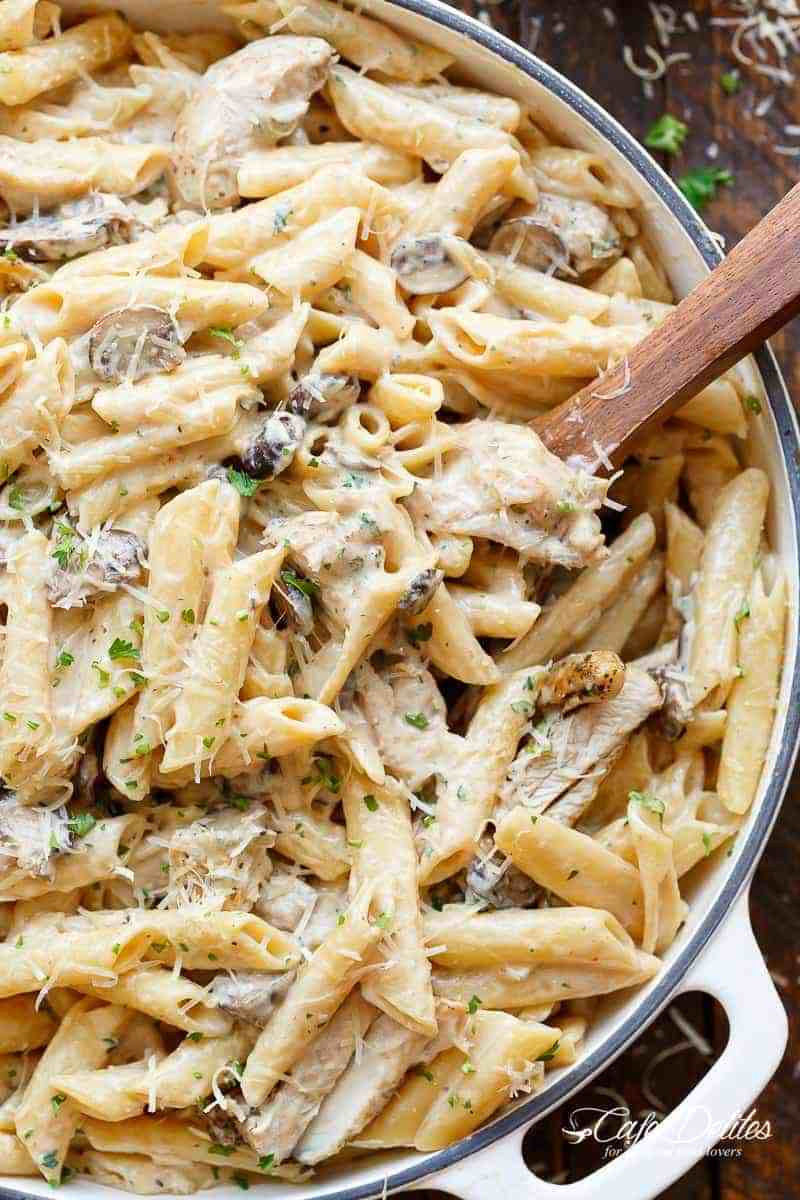 Creamy Chicken And Noodles
 e Pot Creamy Mushroom Chicken Pasta Lightened Up