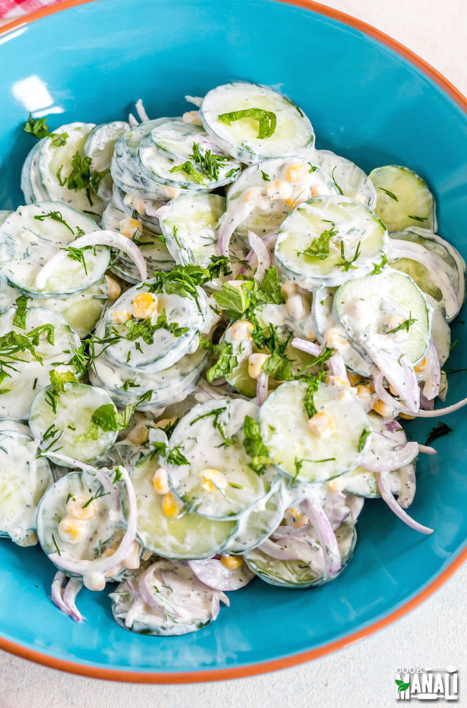 Creamy Cucumber And Onion Salad
 Creamy Cucumber Salad with ion & Corn Cook With Manali