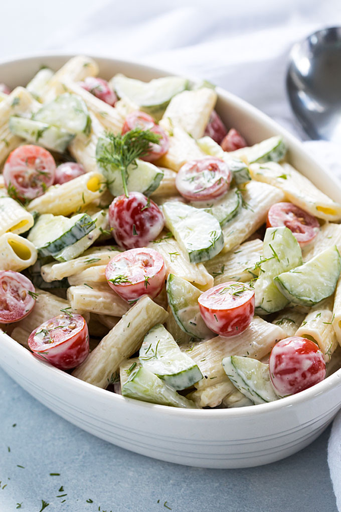 Creamy Cucumber And Onion Salad
 Creamy Cucumber and Tomato Pasta Salad