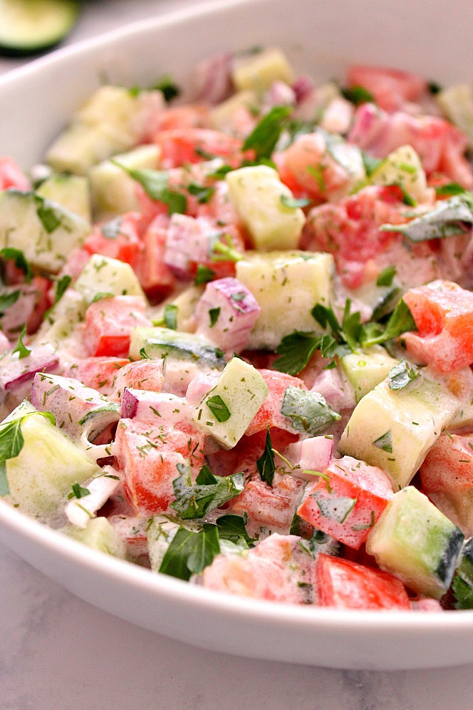 Creamy Cucumber And Onion Salad
 Creamy Cucumber Tomato Salad Recipe Crunchy Creamy Sweet