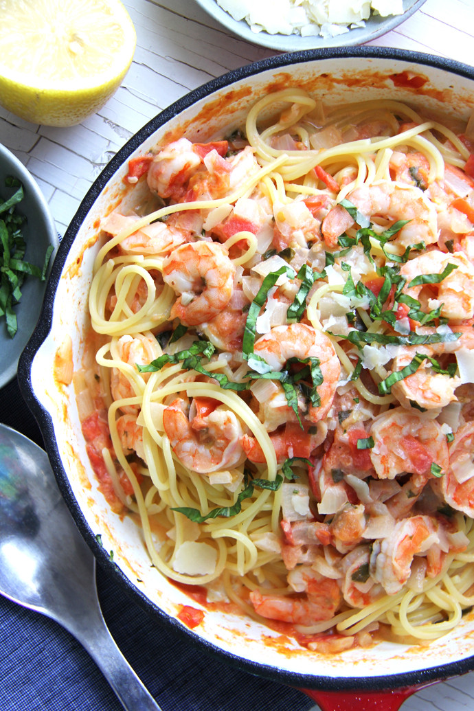 Creamy Garlic Shrimp Pasta
 Creamy Tomato & Basil Shrimp Pasta