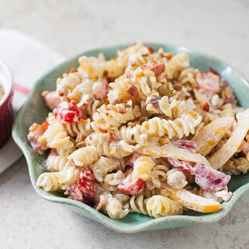 Creamy Pasta Salad Recipe
 Creamy Pasta Salad with Salad Toppins