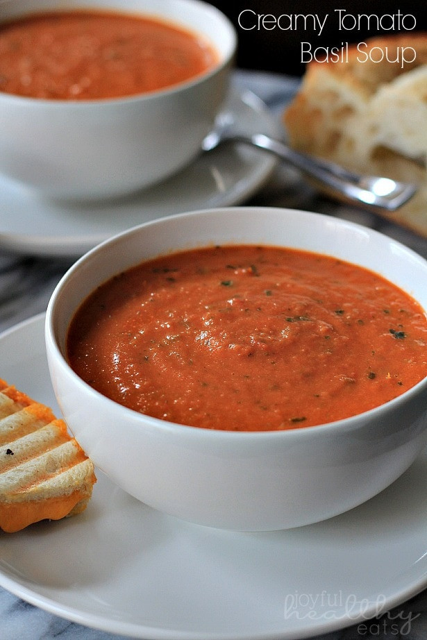 Creamy Tomato Basil Soup
 Tuscan Tomato Soup with Rosemary Garlic Croutons