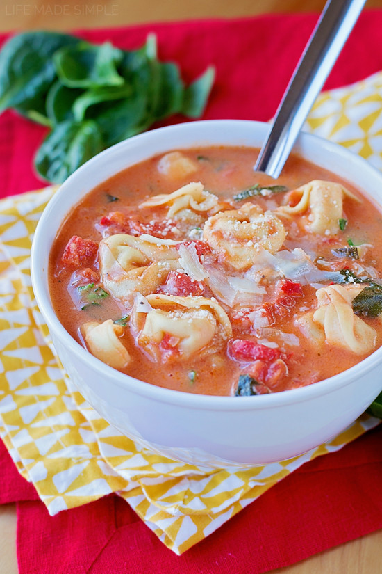 Creamy Tomato Tortellini Soup
 Creamy Tortellini and Spinach Tomato Soup Life Made Simple