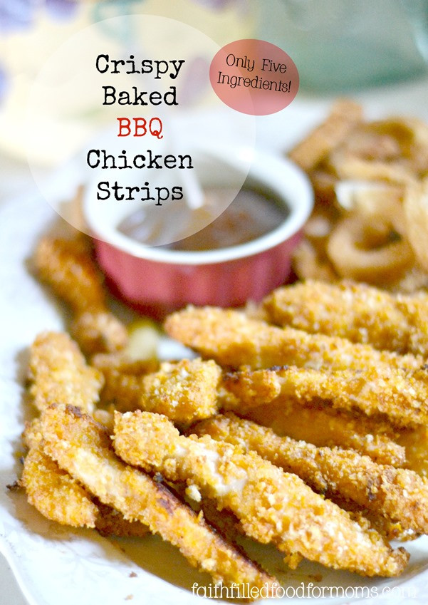 Crispy Baked Chicken Breast
 Crispy Baked BBQ Chicken Breast Strips • Faith Filled Food