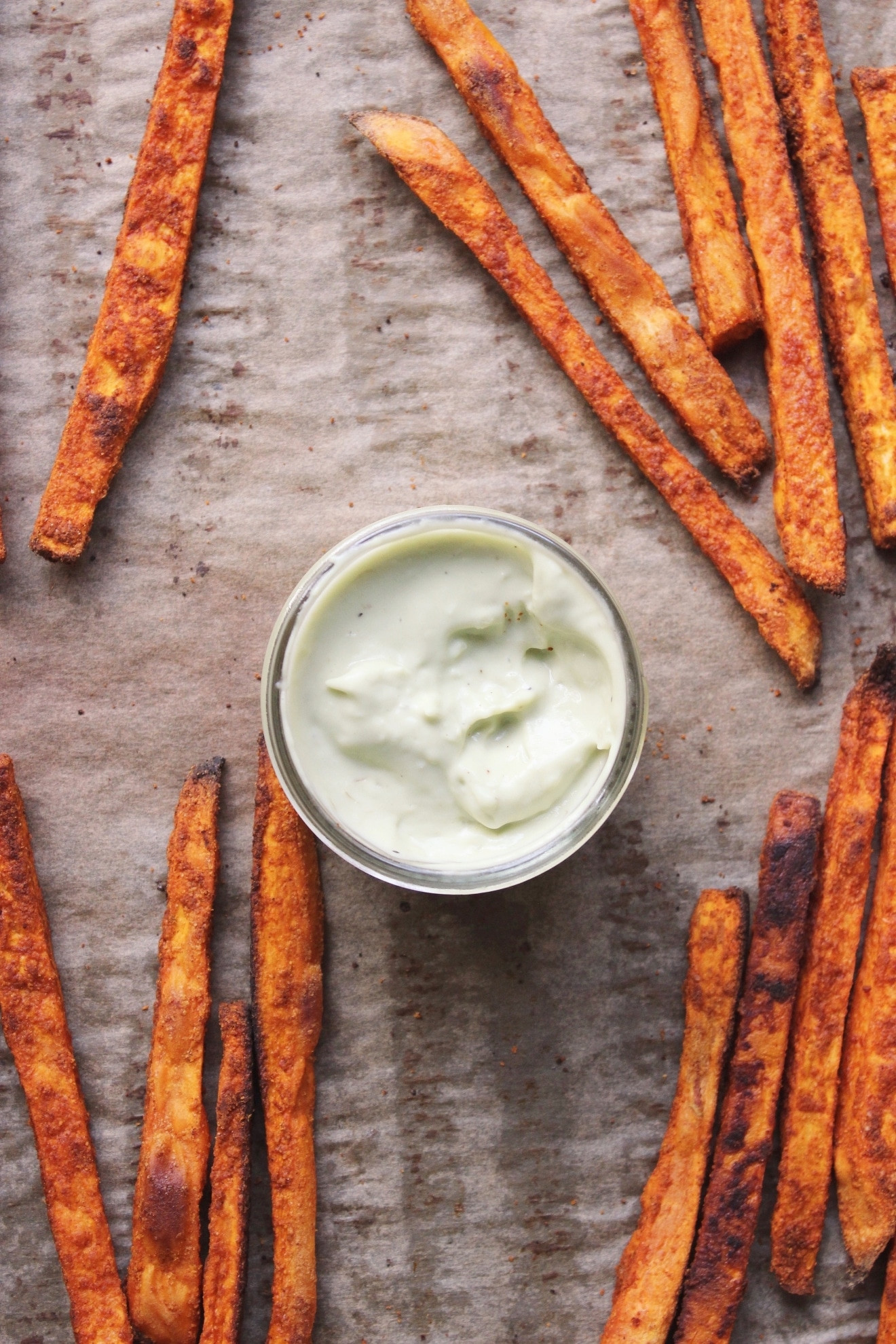 Crispy Baked Sweet Potato Fries
 Crispy Baked Sweet Potato Fries with Garlic Avocado Aioli