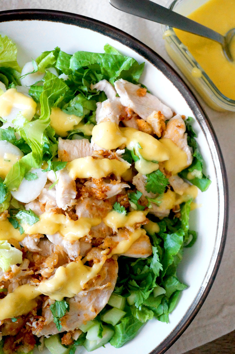 Crispy Chicken Salad
 Crispy Chicken Salad with Creamy Mango Dressing Grazed