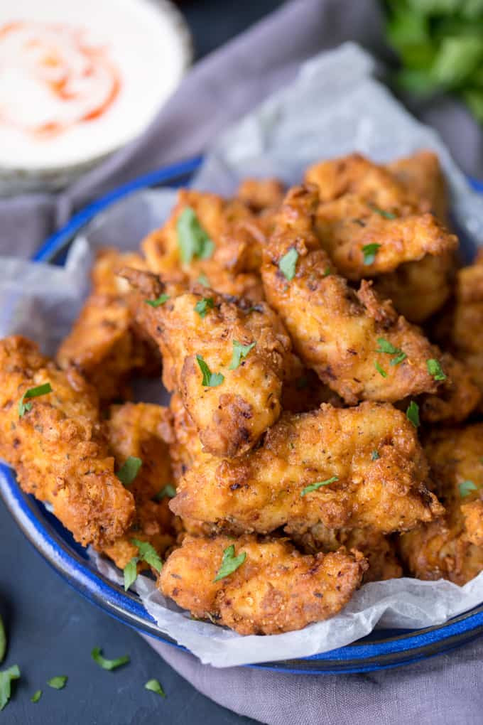 Crispy Fried Chicken Tenders
 Crispy Chicken Tenders with Garlic Chilli Dip Nicky s