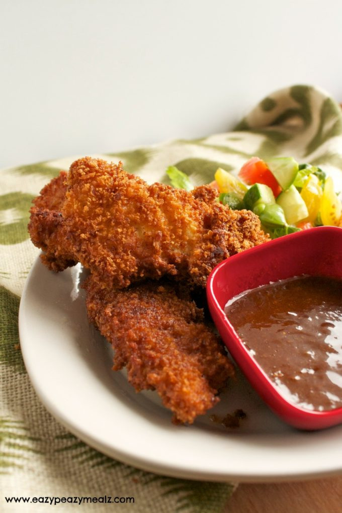 Crispy Fried Chicken Tenders
 Fried Chicken Tenders with Spicy Asian BBQ Dipping Sauce