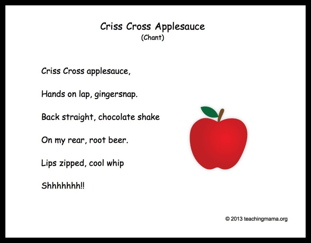 Criss Cross Applesauce Song
 10 Preschool Transitions Songs and Chants to Help Your