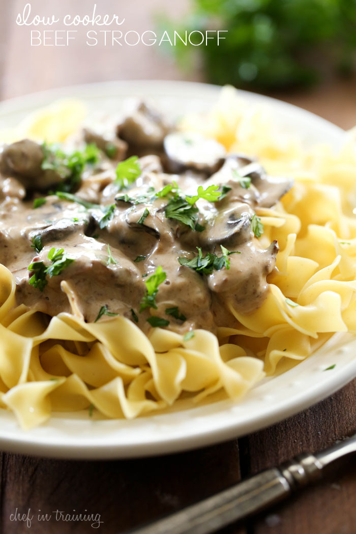 Crockpot Beef Stroganoff
 Slow Cooker Beef Stroganoff Chef in Training