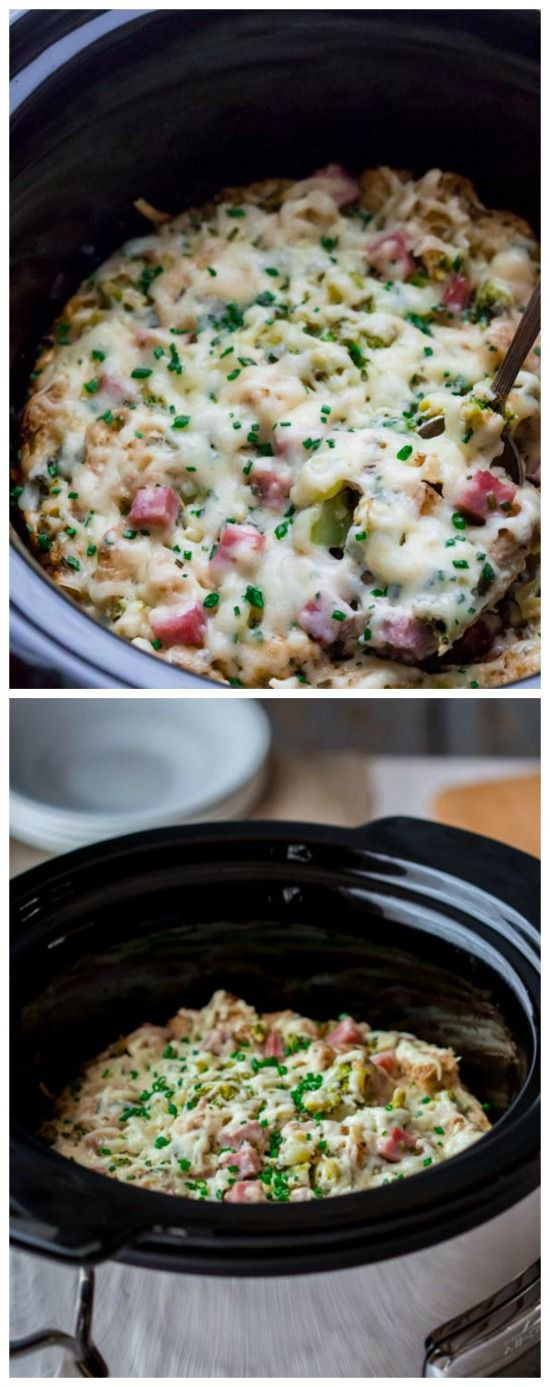 Crockpot Breakfast Casserole With Bread
 Slow Cooker Ham and Broccoli Brunch Bread Pudding from