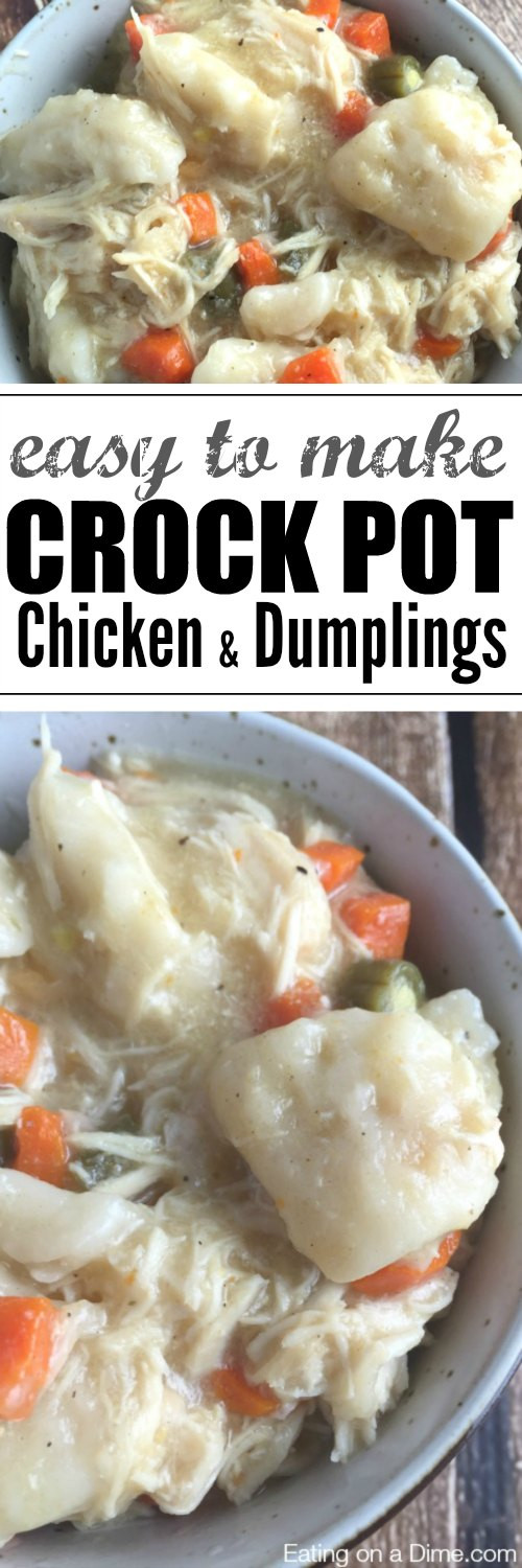 Crockpot Chicken And Dumplings With Grands Biscuits
 Crock pot Chicken and Dumplings Recipe Eating on a Dime