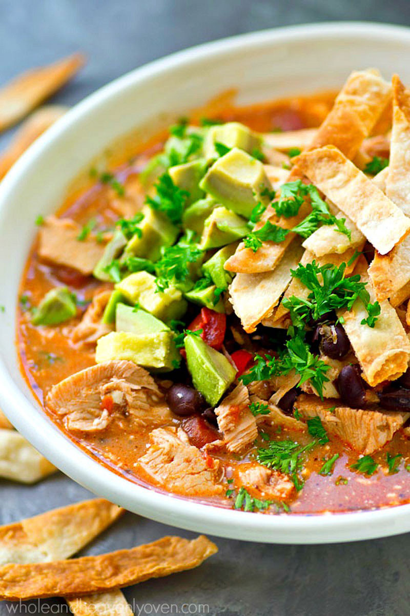 Crockpot Chicken Enchilada Soup
 Lighter Crockpot Chicken Enchilada Soup