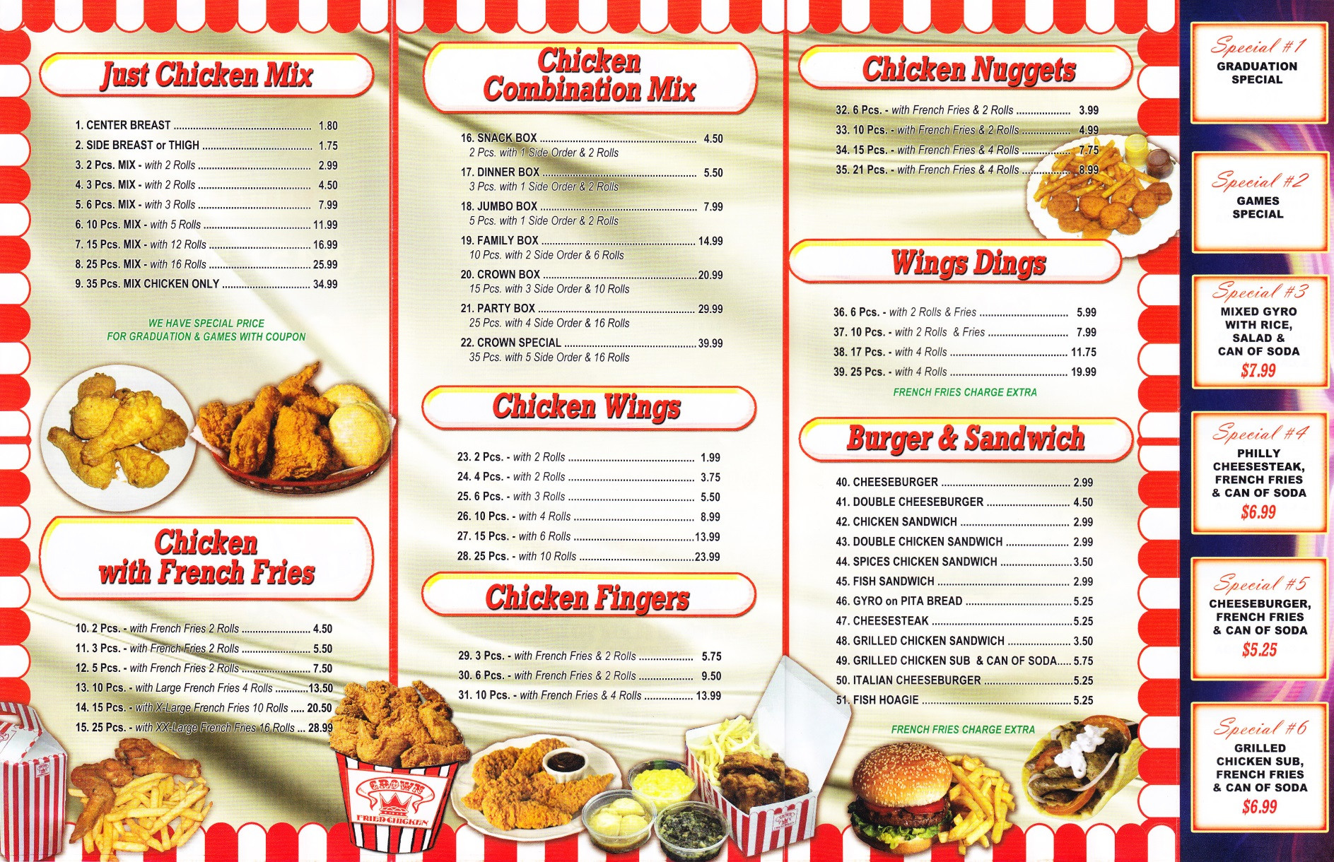 Crown Fried Chicken Menu
 Whereisthemenu