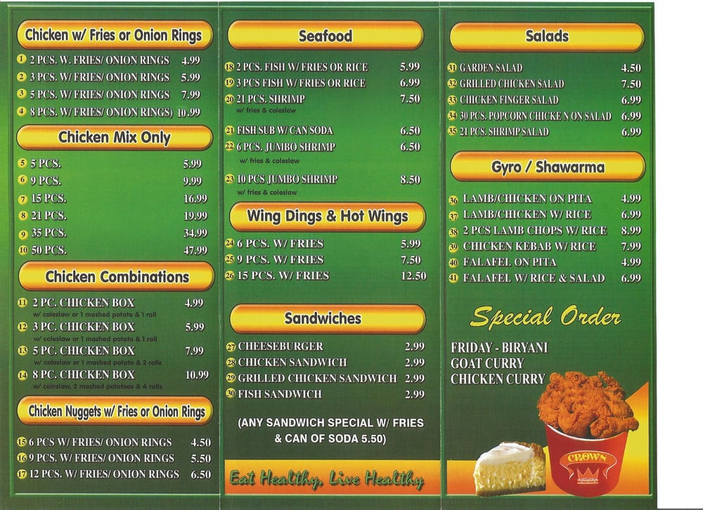 Crown Fried Chicken Menu
 s for Crown Fried Chicken Yelp