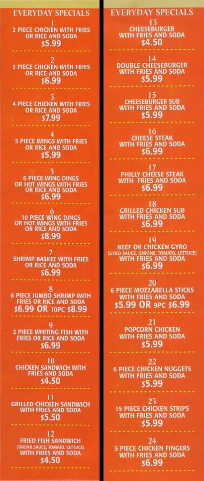 Crown Fried Chicken Menu
 Crown Fried Chicken