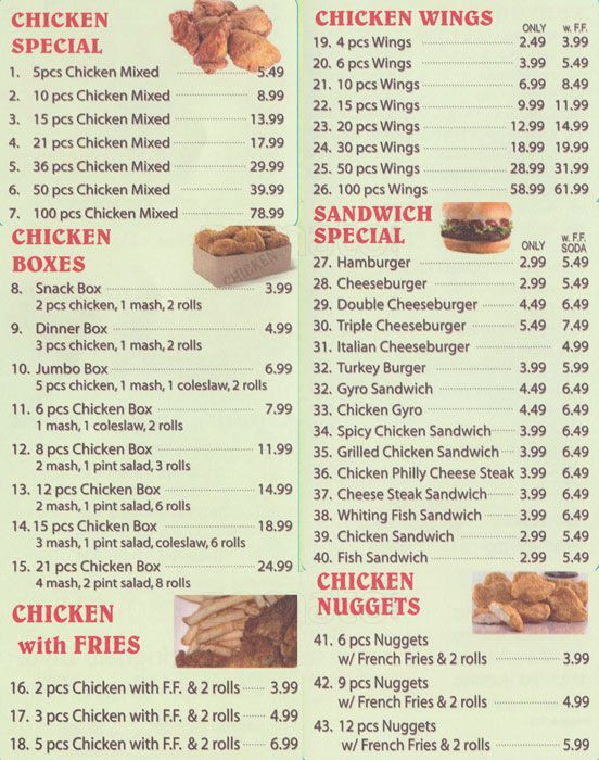 Crown Fried Chicken Menu
 Crown Fried Chicken Menu Menu for Crown Fried Chicken