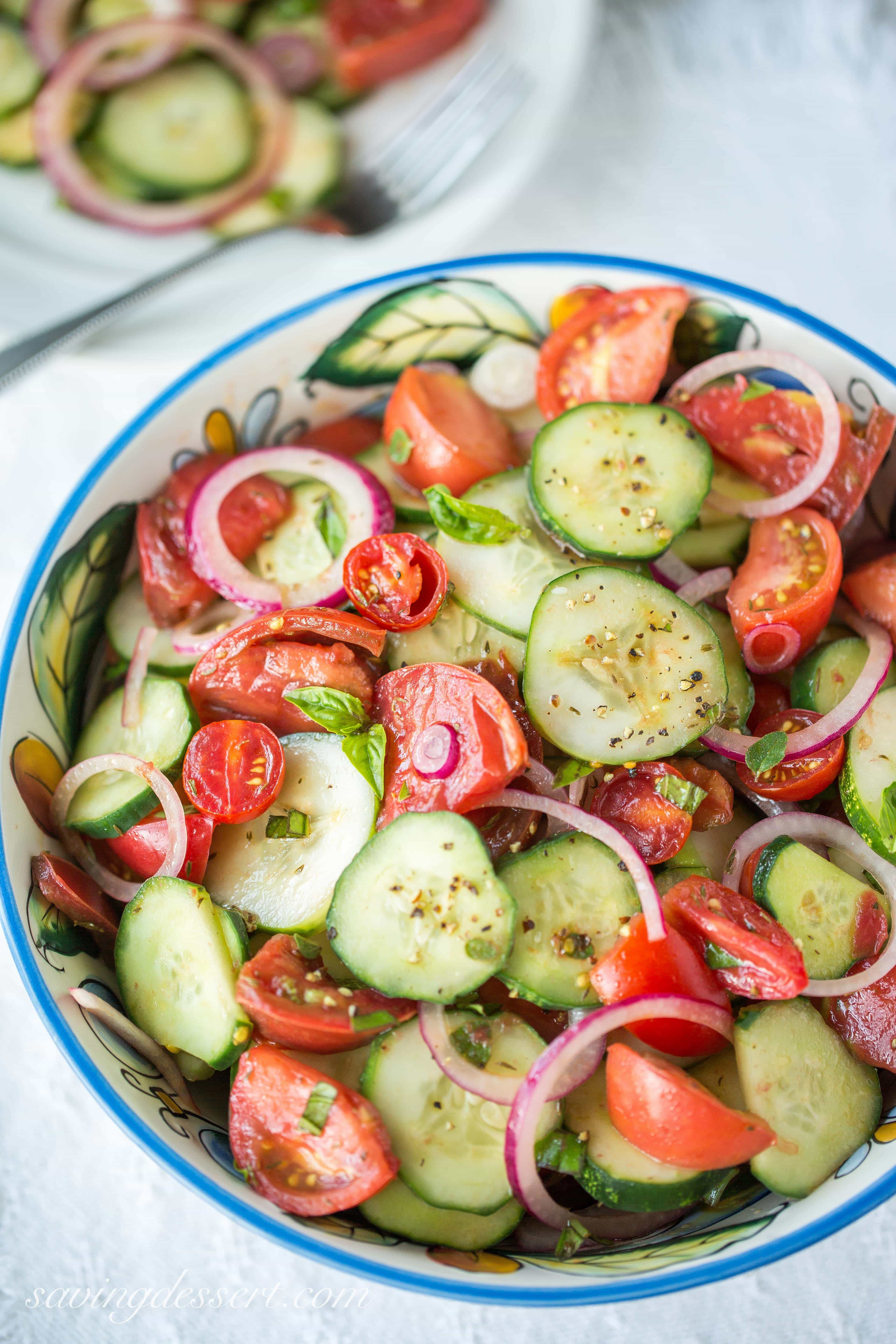 Cucumber Onion Salad
 Heirloom Tomato Salad with Cucumbers & ion garden to