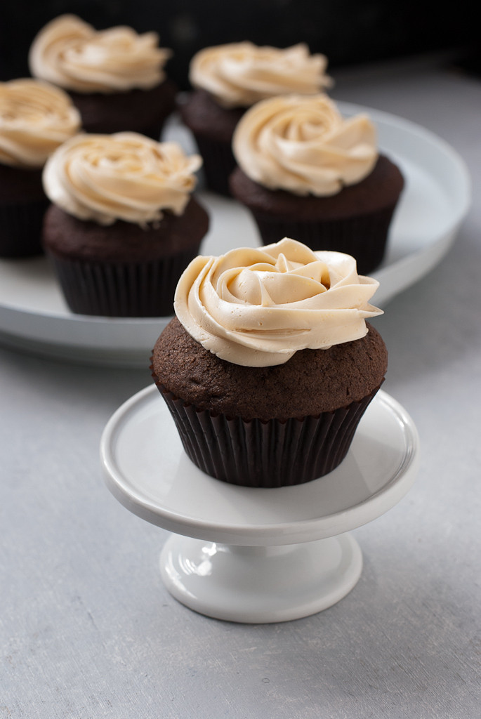Dark Chocolate Cupcakes
 Dark Chocolate Cupcakes with Salted Caramel Buttercream
