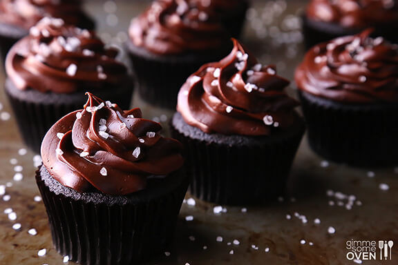 Dark Chocolate Cupcakes
 Salted Dark Chocolate Cupcakes