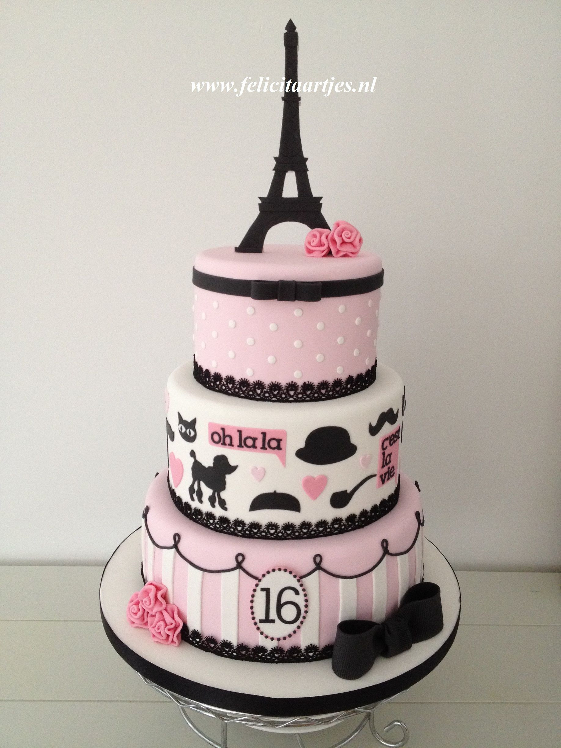 Daughter For Dessert Ch 9
 Pink Black Paris Cake Sweet 16 cake for my daughter s