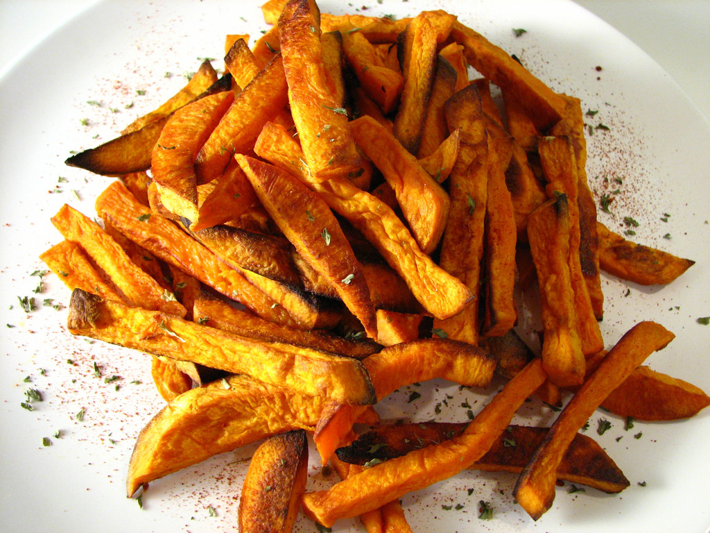 Deep Fried Sweet Potato Fries
 Oven baked Sweet Potato Fries