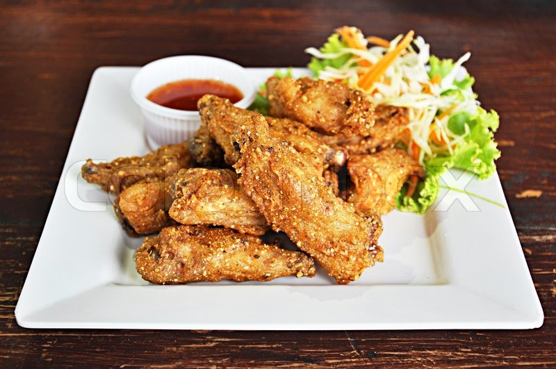 Deep Fry Chicken Wings
 Thai style deep fried chicken wings Stock