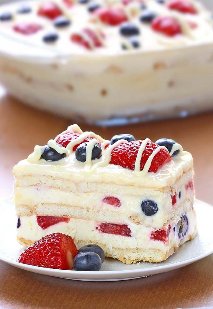 Delicious Easy Desserts
 No Bake Summer Berry Icebox Cake Recipe