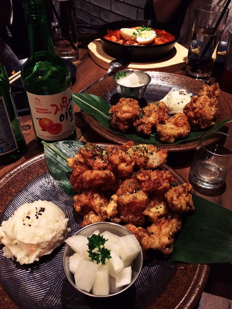 Den Den Korean Fried Chicken
 Foreground small order of boneless KFC Background