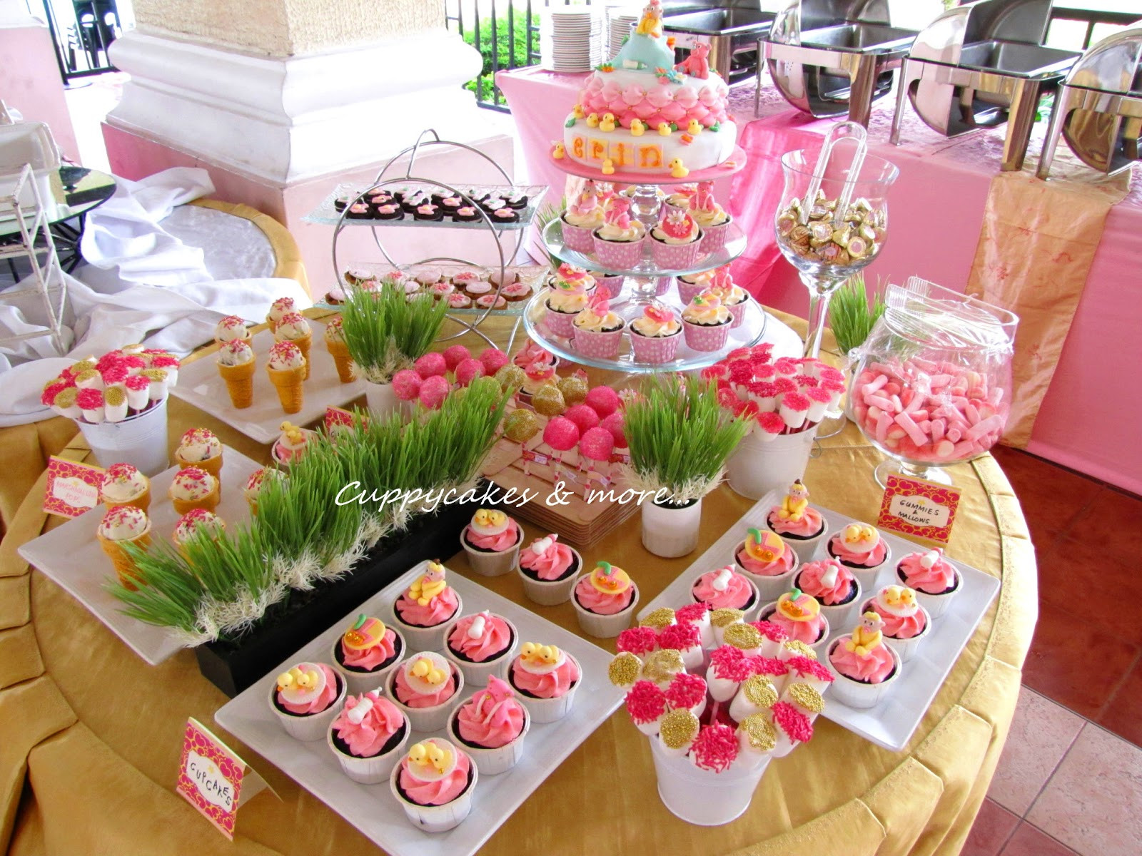 Dessert Buffet Ideas
 Cuppycakes & more Pink and Gold Dessert Table
