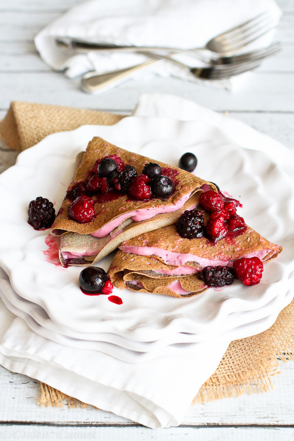 Dessert Crepe Recipe
 Buckwheat Crepes with Blended Berry Yogurt Recipe