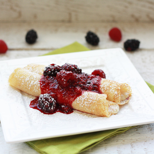 Dessert Crepe Recipe
 Cheese Filled Dessert Crepes with Berry Sauce