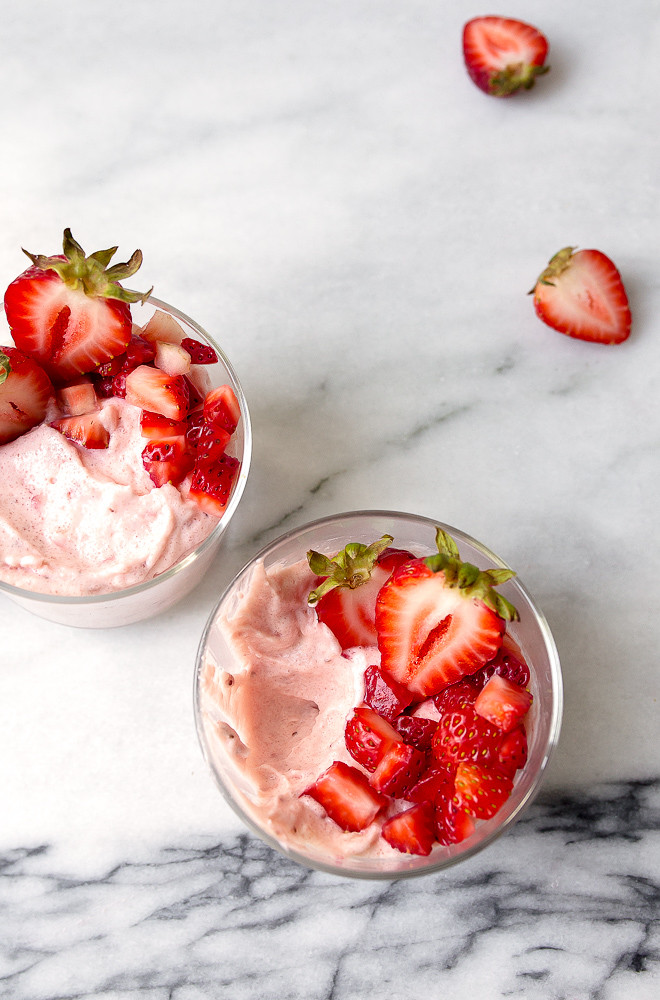 Dessert For Two
 Strawberry Mousse in the blender Dessert for Two