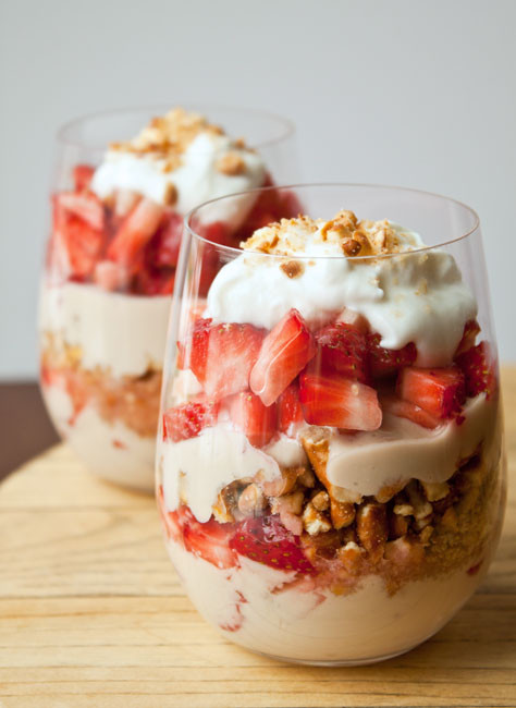 Dessert For Two
 Strawberry Pretzel Parfait for Two