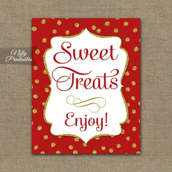 Dessert Table Sign
 Sweet Treats Sign Red Printable Dessert Table Signs Baby