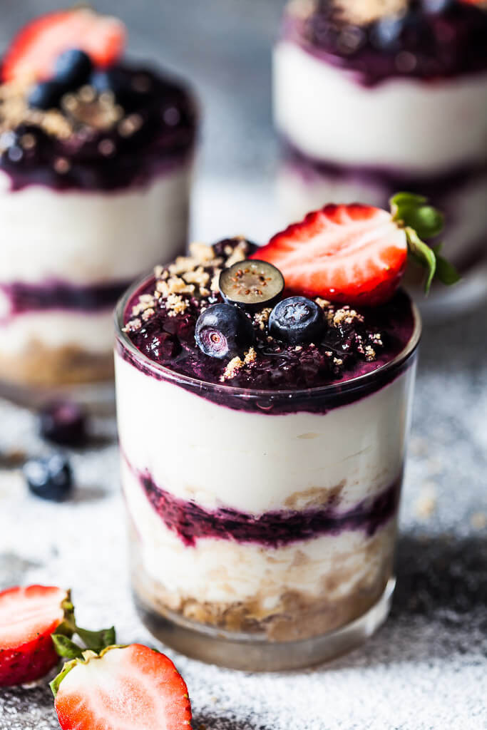 Desserts For Two
 No Bake Blueberry Dessert in a Jar Vibrant Plate