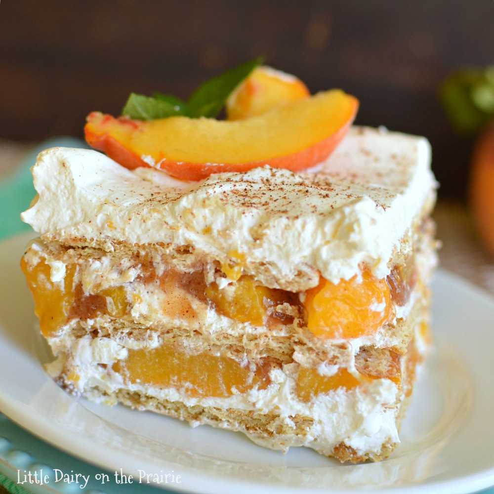 Desserts With Peaches
 No Bake Peach Icebox Cake Little Dairy the Prairie