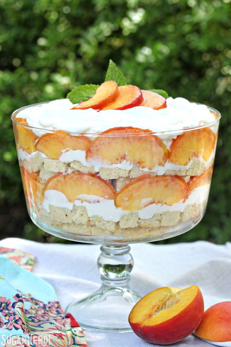 Desserts With Peaches
 Peaches and Cream Trifle SugarHero