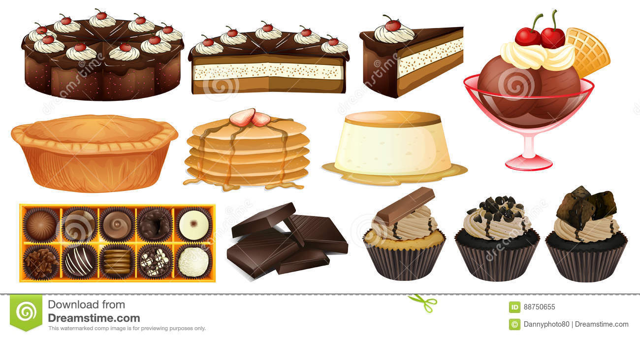 Different Types Of Desserts
 Different Types Desserts Stock Vector Image