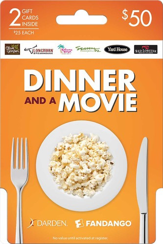 Dinner And Movie Gift Card
 Darden Fandango $50 Dinner and a Movie Gift Card Pack