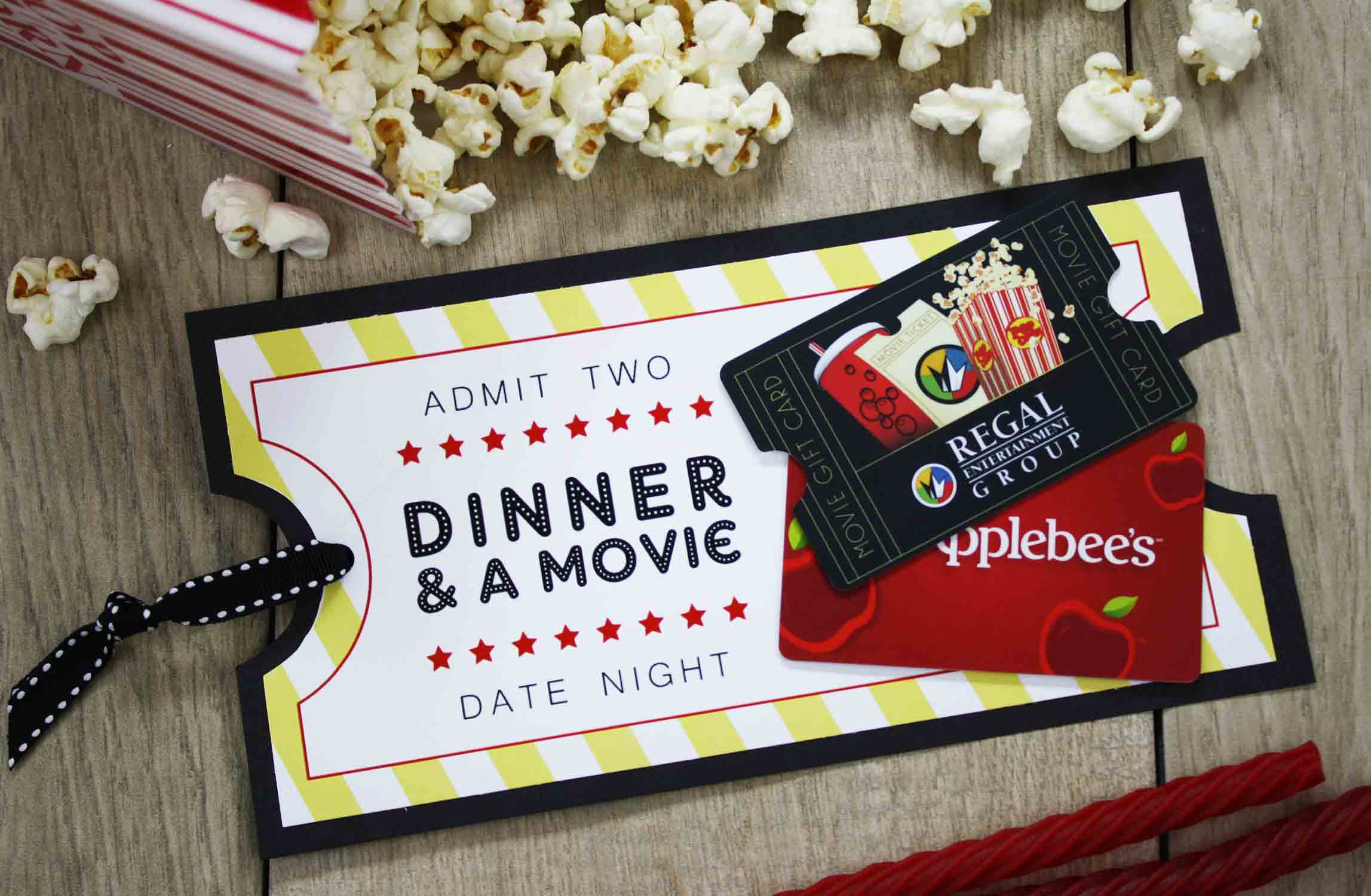 Dinner And Movie Gift Card
 Free Printable Give DATE NIGHT for a Wedding Gift