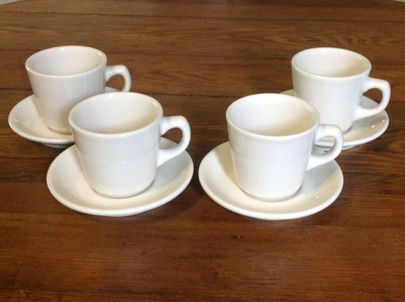 Dinner Coffee Mugs
 Set of 4 Buffalo China diner coffee tea cups mugs and saucers