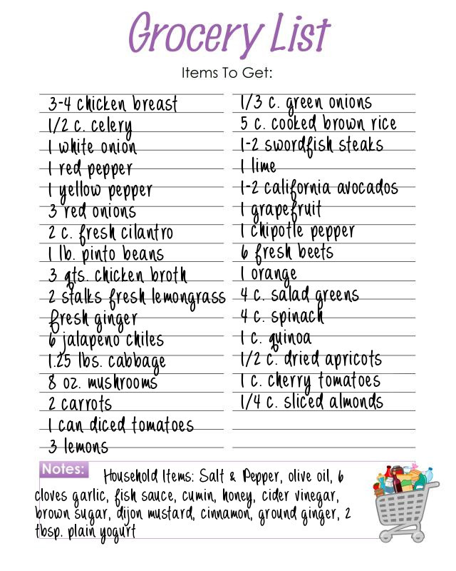 Dinner Food List
 Meal Plans For Weight Loss With Grocery List