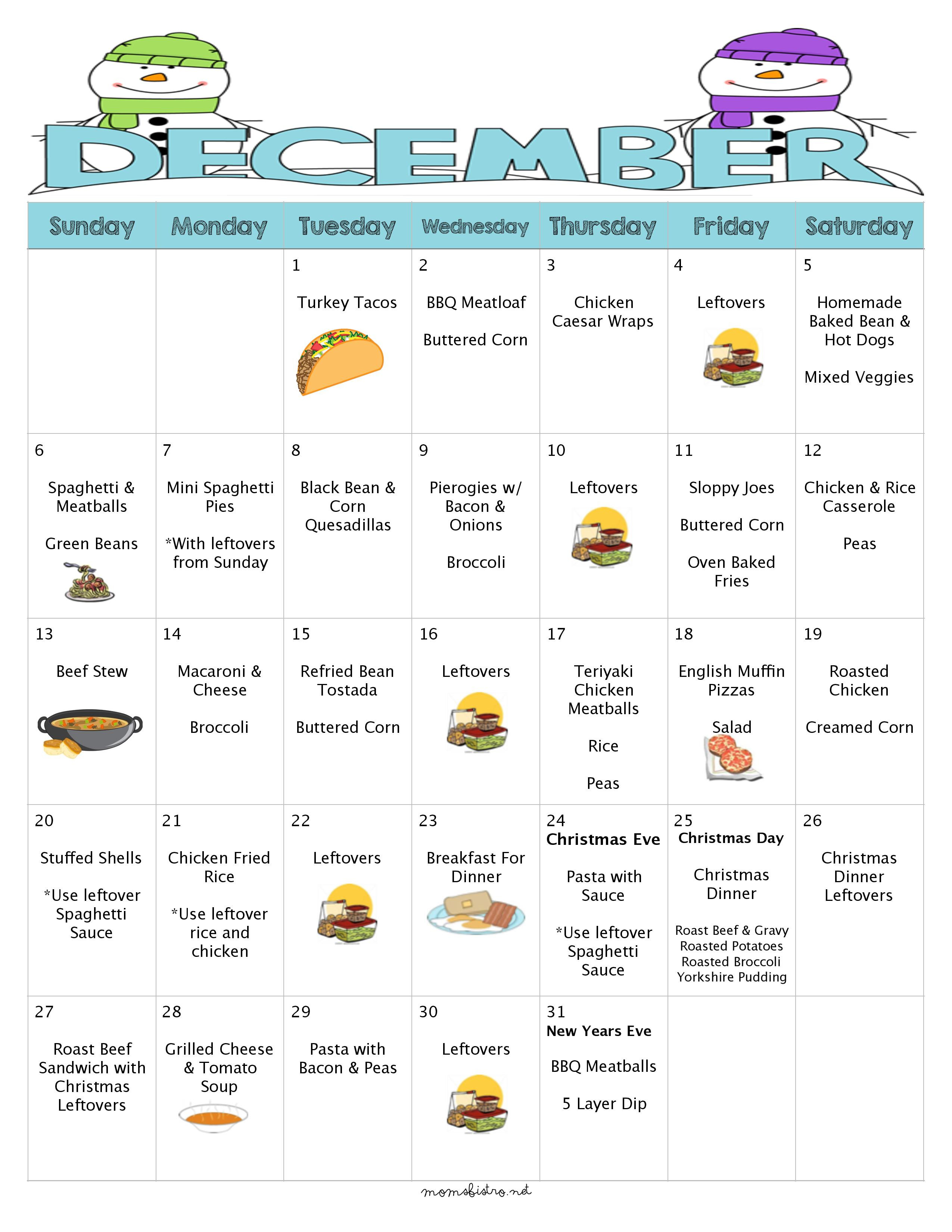 Dinner Food List
 What For Dinner In December 31 Days of Kid Friendly