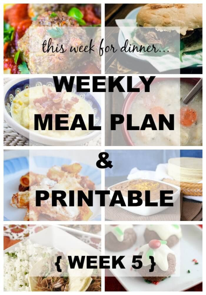 Dinner This Week
 Weekly Menu Plan 5 I Heart Nap Time