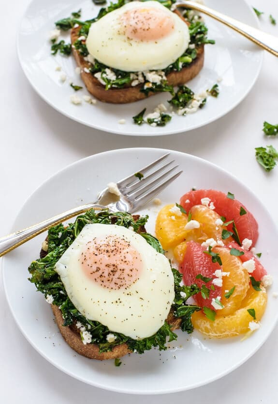 Dinner With Eggs
 Easy Kale Feta Egg Toast