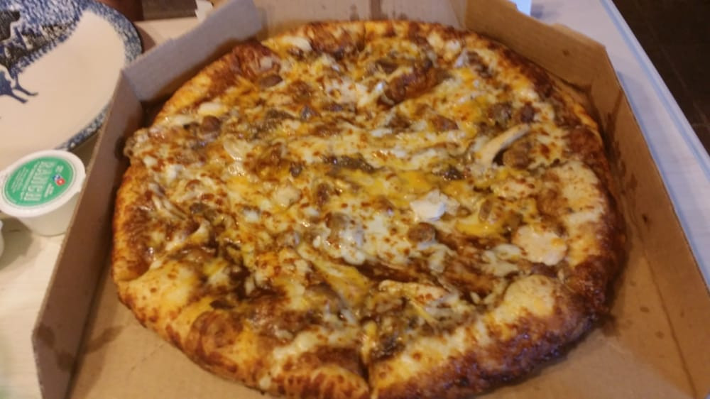 Dominos Bbq Chicken Pizza
 Memphis BBQ chicken with sausage and philly steak added Yelp